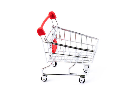 Shopping cart on white background. Shopping concept