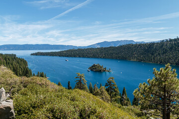 Overlook of Emerald Bay and Fannette Island at Lake Tahoe, California