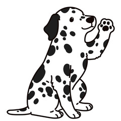 Cute and simple illustration of Dalmatian Dog waving hand
