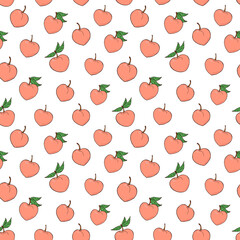 Seamless vector pattern of peaches. Decoration print for wrapping, wallpaper, fabric, textile.