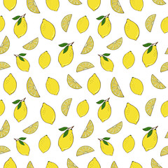 Seamless vector pattern of lemons. Decoration print for wrapping, wallpaper, fabric, textile.	
