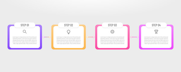 Colourful infographic steps with text boxes. Business concept with 4 steps.