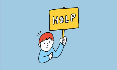 助けを求める人物のイラストレーション