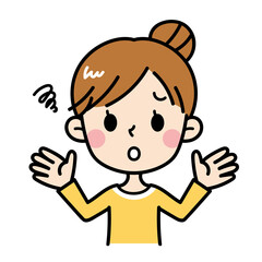困る若い女性のイラスト　主婦　お母さん　素材　かわいい