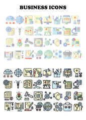 Fototapeta premium Set of business icons. Line and flat business icon set. 