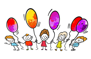 Fototapeta premium children with balloons