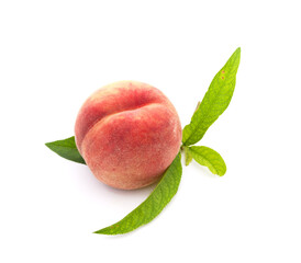 One peach with leaves.