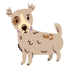 Cute dog hand drawn vector naive art