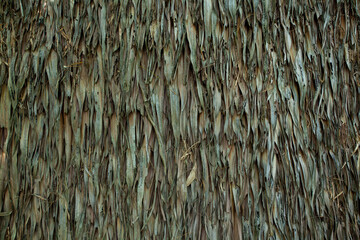 The roof wallpaper is made of leaves overlapping.