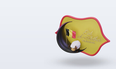 3d eid al adha Belgium flag rendering right view