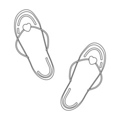 Flip flops slippers in flat naive style. Vector coloring illustration