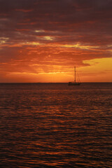 Beautiful sunset by the ocean beach in Key Biscayne, Miami , Florida