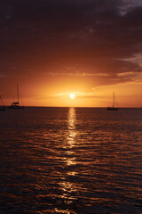 Naklejka na ściany i meble Beautiful sunset by the ocean beach in Key Biscayne, Miami , Florida