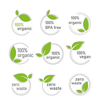 Bio eco logo icon vector set