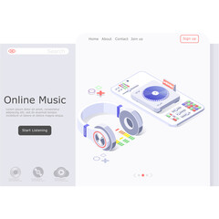 Landing page concept music streaming Illustration isometric