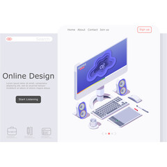 Landing page concept online design program Illustration isometric