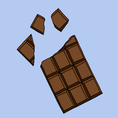 Doodling freehand outline sketch drawing of a chocolate bar.