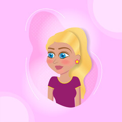 white girl blond hair vector illustration post/ profile character