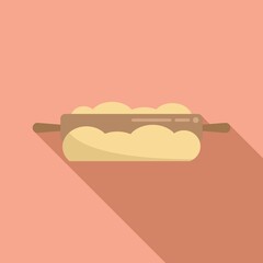 Dough roller icon flat vector. Bread flour