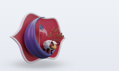 3d eid al adha America flag rendering left view