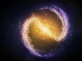 Barred Spiral Galaxy in Bright Color. Beautiful distant galaxy with star clusters. Sci-Fi background, beauty of the universe.
