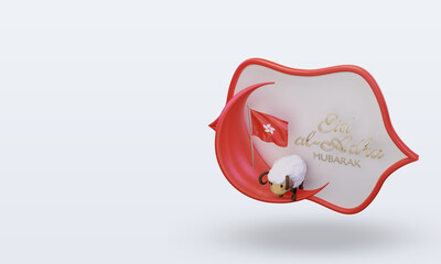 3d eid al adha Hongkong flag rendering right view