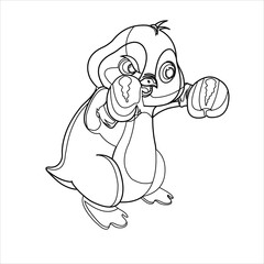 Cute Penguin Coloring page , Penguin Line art design for kids coloring page, Happy funny  penguin illustration