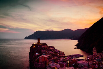 Romantic evening in Vernazza, Italy