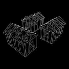 Building object or framing house. Greenhouse construction frame.