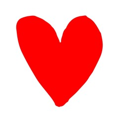 Heart hand drawn with ink brush isolated on white background