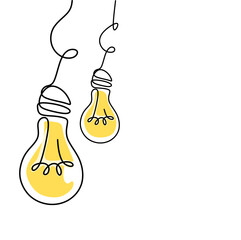 	
Set of hanging light bulbs with glowing. Trendy flat vector light bulb icons with concept of idea on white background.