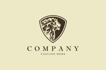 Classic lion logo with elegant emblem shape