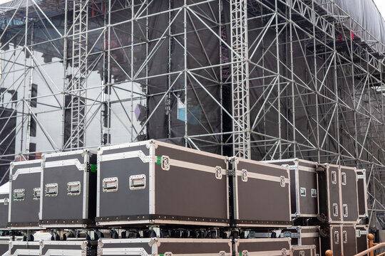 Box rack for transportation of concert equipment.