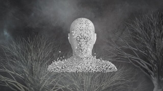 Animation of digital human model over trees and clouds