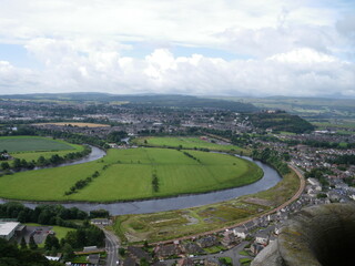 Ciudad escocesa, con su monumento a William Wallace. Escocia.