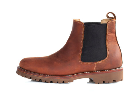 Chelsea boot with Oil full grain leather isolated on white background. Clipping path