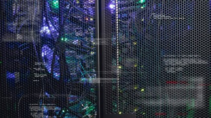 Animation of interference over data processing and server room - Powered by Adobe