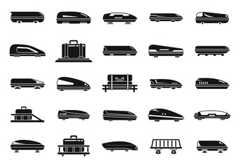 Car roof box icons set simple vector. Auto baggage