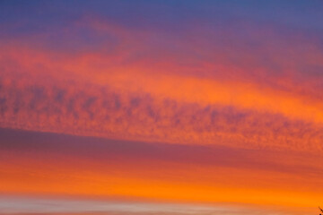 Amazing colorful pink violet blue and purple sunset sky panorama.