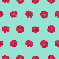 Seamless vector pattern of flowers. Background for greeting card, website, printing on fabric, gift wrap, postcard and wallpapers. Camellia flowers. 
