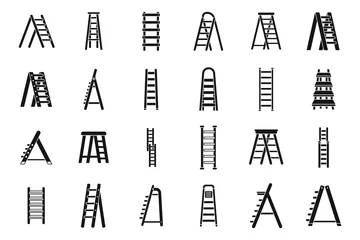 Deurstickers Step ladder icons set simple vector. Home metal © anatolir