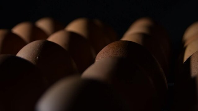 Raw brown eggs gyrating