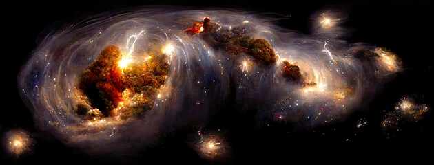 Swirling Beautiful Galactic Nebula in the Cosmos © Alexander