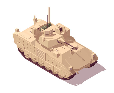 Isometric low poly M2 Bradley infantry fighting vehicle. Vector illustrator