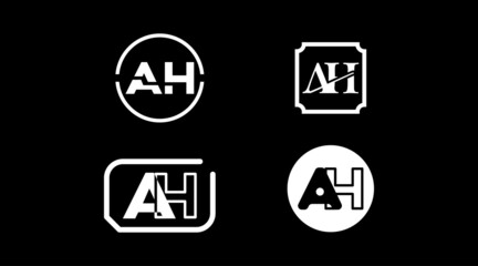 A H AH alphabet initials creative monogram letters icon logo design.