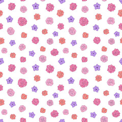 Seamless vector pattern of flowers. Background for greeting card, website, printing on fabric, gift wrap, postcard and wallpapers. Camellia flowers. 