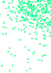 Fototapeta na wymiar scattered small green light rectangles on a white background