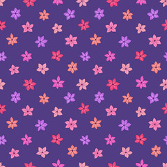 Fototapeta na wymiar Seamless vector pattern of flowers. Background for greeting card, website, printing on fabric, gift wrap, postcard and wallpapers. Phlox flowers.