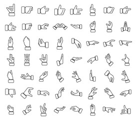 Naklejka premium Hand gestures icons set outline vector. Shake finger