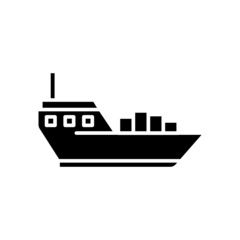 Obraz premium Cargo Ship icon vector. transportation, Marine vehicles. Solid icon style, glyph. Simple design illustration editable